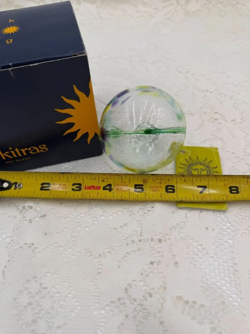 Kitras Art Glass Hand-Blown May Birthstone Ornament Multicolor 2.5-Inch With Box
